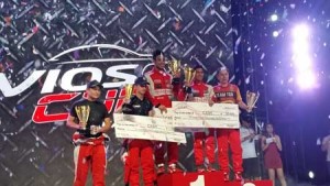 Daniel Miranda (second from left) wounded up in third place in both races of the first round of the 2016 Vios Cup series held at the Clark International Speedway on March 19. CONTRIBUTED PHOTO