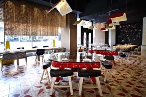 Football table designed by Spanish José Andrés in his Washington DC Jaleo restaurant