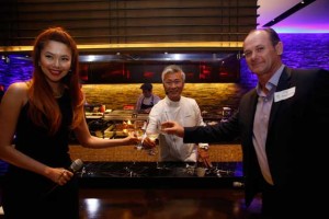 Visa Country Manager for the Philippines and Guam Stuart Tomlinson (right), together with Yamamoto and Bianca Valerio, leads the toast to celebrate the launch of the bigger and better Epic Dining by Visa 