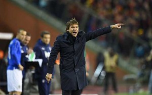 Italy’s coach Antonio Conte gesturing during the friendly international match between Belgium and Italy at Baudoin King Stadium in Brussels in November 13, 2015. AFP PHOTO