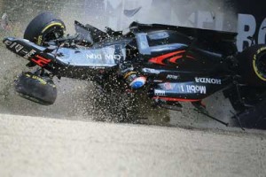 Fernando Alonso survived a horrific clash at the opening round of the 2016 Formula One season in Melbourne. AFP PHOTO