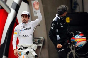 McLaren driver Fernando Alonso of Spain waves to fans during the qualifying session for the Chinese Formula One Grand Prix at Shanghai International Circuit in Shanghai on April 16. A research by the University of Sheffield’s Methods Institute on who is the greatest F1 driver of all time placed two-time champion Alonso in third overall or above seven-time titlist Michael Schumacher who ranked ninth. AFP PHOTO 