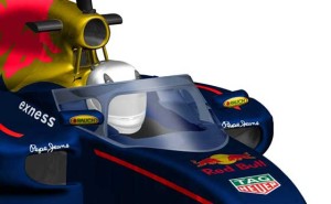 An illustration of Red Bull team’s “canopy” head protection system to be used by Australian Daniel Ricciardo in Friday’s opening free practice for the Russian Grand Prix in Sochi, Russia.  F1.COM