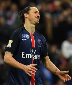 Paris Saint-Germain’s Swedish forward Zlatan Ibrahimovic.  