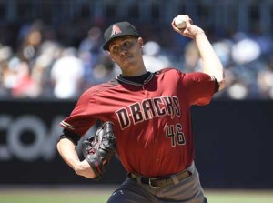 Patrick Corbin No.46 of the Arizona Diamondbacks pitches during the first inning of a baseball game against the San Diego Padres at PETCO Park on Diego, California. AFP PHOTO