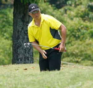 Taichi Nabetani of Japan watches his putt roll on No. 13. CONTRIBUTED PHOTO