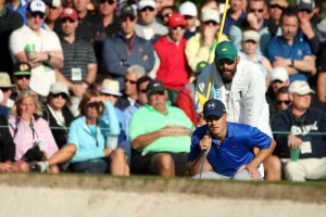 Jordan Spieth of the United States lines up a putt on the 17th green during the second round of the 2016 Masters Tournament at Augusta National Golf Club on April 8 in Augusta, Georgia. AFP PHOTO