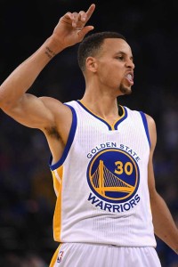 Stephen Curry No.30 of the Golden State Warriors reacts during the game against the Memphis Grizzlies at ORACLE Arena on Thursday in Oakland, California.  AFP PHOTO 