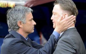 Louis Van Gaal (left) and Jose Mourinho AFP PHOTO