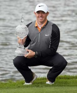 Northern Ireland’s Rory McIlroy, poses with the trophy after his three shot victory in the Irish open golf tournament at The K Club, west of Dublin in Ireland on Monday. AFP PHOTO