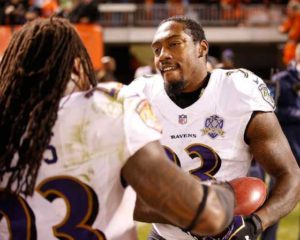  Will Hill (right) of the Baltimore Ravens, seen during a NFL game at FirstEnergy Stadium in Cleveland, Ohio, in November 2015. AFP PHOTO