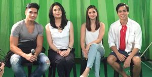 Director Gino Santos (right) with his cast, Piolo Pascual, Dawn and Coleen Garcia