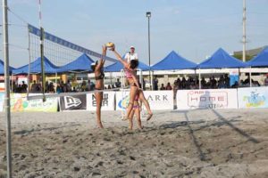 Gretchel Soltones fights a joust at the net with BVR founder Charo Soriano in a BVR On Tour leg. Contributed photo