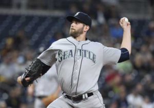 James Paxton No.65 of the Seattle Mariners pitches during the first inning of a baseball game against the San Diego Padres at PETCO Park on Thursday in San Diego, California. AFP PHOTO