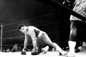 The third fight between Muhammad Ali and Joe Frazier, better known as the “Thrilla  in Manila”, took place October 1, 1975. Pictured is Ali after being knocked down  by Frazier in their first bout, March 8, 1971.  AFP FILE PHOTO