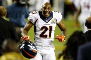 Aqib Talib celebrates after winning the Super Bowl with the Denver Broncos in February. AFP PHOTO