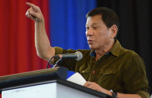 ZERO TOLERANCE President-elect Rodrigo Duterte delivers an hour-long speech at the Davao Economic Forum, warning that he has zero tolerance for drugs and corruption.  PHOTO CONTRIBUTED BY SULONG PILIPINAS