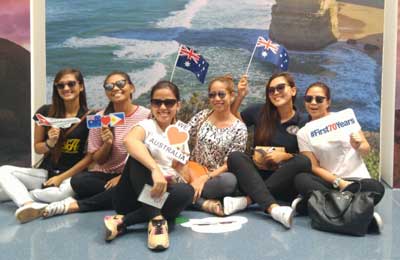 Students taking up International Studies at the Xavier University – Ateneo de Cagayan take groufies, or group selfies, at the twelve Apostles scenery