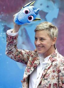 US actress and television host Ellen DeGeneres, the voice behind ‘Dory’