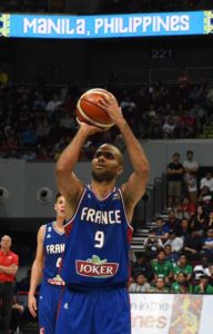 France’s Tony Parker shoots a free throw during the 2016 FIBA Olympic Qualifying Tournament France versus Canada in Manila on Sunday. AFP PHOTO