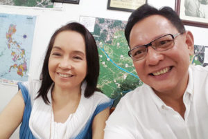  ‘RESURRECTION ’Former President Gloria Macapagal-Arroyo (left) is shown in high spirits, and without her neck brace, after being told of her acquittal from a plunder charge by one of her lawyers, Raul Lambino (right). Arroyo, 69, is set to walk free after hospital detention at the Veterans Memorial Medical Center since 2012.   PHOTO COURTESY OF RAUL LAMBINO