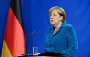 German Chancellor Angela Merkel gives a news conference on July 23 at the Chancellery in Berlin, one day after a teenage German-Iranian gunman killed nine people and wounded 16 in Munich, southern Germany. AFP/TOBIAS SCHWAR