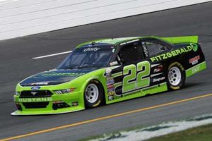 Brad Keselowski, driver of the No.22 Fitzgerald Ford, practices for the NASCAR XFINITY Series AutoLotto 200 at New Hampshire Motor Speedway on Saturday in Loudon, New Hampshire. AFP PHOTO