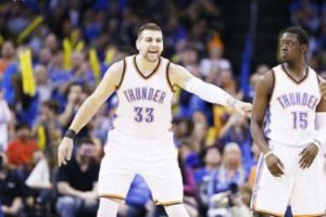 Mitch McGary of the Oklahoma City Thunder, pictured on February 8, 2015, will miss the first five games of next season for violating the NBA’s drug policy. AFP PHOTO