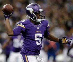 Teddy Bridgewater of the Minnesota Vikings throws a pass during the game against the New Orleans Saints on September 21, 2014 in New Orleans. AFP Photo