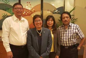 (From left) Philippine Sports Commission (PSC) Chairman William ‘Butch’ Ramirez with Philippine Swimming League President Susan Papa and Secretary General Maria Susan Benasa together with Violence Againts Crime and Corruption Founder Dante Jimenez during a courtesy call at the PSC Chairman’s Office in Vito Cruz, Manila. CONTRIBUTED PHOTO