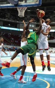 IMPENETRABLE Canada’s Tristan Thompson blocks the shot of Cheikh Mbodj of Senegal during the 2016 FIBA Olympic Qualifying Tournament at the SM Mall of Asia Arena in Pasay City on Wednesday. PHOTO BY RUSSEL PALMA
