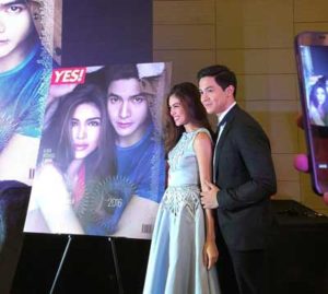 Maine Mendoza and Alden Richards at the unveiling of the ‘100 Most Beautiful’ Yes! cover