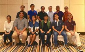 Soc delos Reyes, Alexandra May Cardoso, and Rick Patriarca (bottom row, second, third, and fourth from let) with the organizers of the ‘Virgin Labfest 12’ namely, (standing, from left) Perci Intalan, Jun Robles Lana, Tuxqs Rutaquio, Oggie Arcenas, Rody Vera, and Fernando Josef and their co-playwrights namely (sitting, from left) Maki dela Rosa, Dingdong Novenario, and Carlo Vergara. PHOTOS FROM FACEBOOK.COM/VIRGINLABFEST