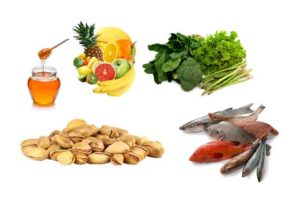 Energy-increasing diet has to include green leafy vegetables, fresh fruits and salads, fish, and nuts, among others