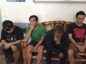 The four Chinese arrested during the raid of a floating shabu laboratory in Subic Bay, identified as Shu Fook Leung, 49; Wing Fai Lo, 28; Kam Wah Kwok, 47; and Chan Kwok Tung, 42. CONTRIBUTED PHOTO