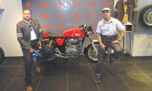 Arun Gopal (left) Royal Enfield International Business Head together with Jimmy Barinaga, president and CEO of Hardcore Brothers Custom Motorcycles Inc.