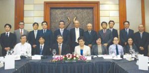  (Seated, from left) TMP Senior Executive Vice-President Dr. David Go, Toyota Autoparts Philippines president Hiroshi Fukutani, TMP president Satoru Suzuki, PEZA Director General Lawyer Lilia de Lima, PEZA Deputy Director General for Operations Mary Harriet Abordo, PEZA Deputy Director General for Policy and Planning Tereso Panga, and Toyota Special Economic Zone Manager Shiela Marie Pidlaoan. They are joined by officers from the Toyota Group of Export Suppliers.