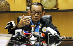 ICE BREAKER Former President Fidel Ramos briefs reporters about his trip. PNA 