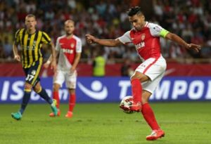 Monaco’s Colombian forward Radamel Falcao controls the ball during the Champions League Third qualifying football match game between Monaco and Fenerbahce on Thursday, at the Louis 2nd stadium in Monaco. AFP PHOTO