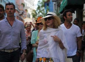 Madonna walking along the streets of Havana, Cuba on her birthday AFP PHOTO