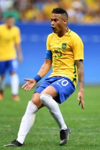 Neymar of Brazil reacts during the Rio 2016 Olympic Games First Round Group A men’s football match Brazil vs South Africa, at the Mane Garrincha Stadium in Brasilia on Friday. AFP P