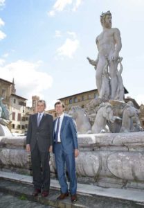 Salvatore Ferragamo Group Chairman Ferruccio Ferragamo (left) with Florence Mayor Dario Nardella