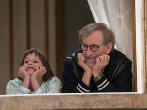 Steven Spielberg with newcomer Ruby Barnhill