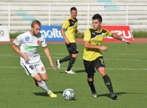 Ceres La Salle FC’s Bienvenido Maranon (right) in action in one of their matches in the United Football League. Maranon scored the lone goal for the Filipino club in the 2016 RHB Singapore Cup semis opener. PHOTO BY JAELLE NEVIN REYES.