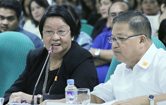 Secretary Judy Taguiwalo and Undersecretary Mateo Montano of the Department of Social Welfare and Development present their department’s proposed P129.9-billion budget for 2017 during a hearing on Wednesday by the Senate Committee on Finance headed by Sen. Loren Legarda. PHOTO BY BOB DUNGO JR. 