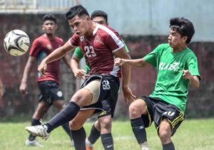 University of the Philippines star and Azkals standout Daniel Gadia challenges the defense of College of Saint Benilde during a match in the 14th season of Ang Liga.  Ang Liga Photo 