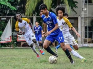 High-scoring Atenean striker Javier Gayoso cruises past his defenders to aim a shot in their Ang Liga game against National University on Monday. ANG LIGA MEDIA PHOTO