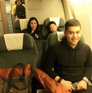 Kris Aquino posts an Instagram picture of herself and her sons Bimby and Josh on Monday morning as they fly out on a week-long vacation to a still undisclosed destination