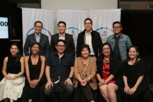 The 6th JFVA panel of judges: (sitting, from left) Audrey Tan-Zubiri, Suzi Entrata-Abrera, Sen. Bam Aquino, Boots Anson-Rodrigo, Ma. Isabel Dionisio, Jollibee HR Manager for Employee and Business Partners Engagement Rizelle Carreon (representing George Wang III), (standing from left) Francis Kong, Francis Flores, Edric Mendoza, and Jollibee Group Foundation Stakeholder Engagement Manager Leo Cortez (representing Belen Rillo)