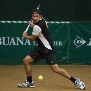 Filipino-Italian Marc Reyes prepares a backhand shot against Argil Lance Canizares during the quarterfinals of the 35th Philippine Columbian Association (PCA) Open Cebuana Lhuillier ATF Tour on Friday at the PCA indoor shell-clay court in Paco, Manila. CONTRIBUTED PHOTO 